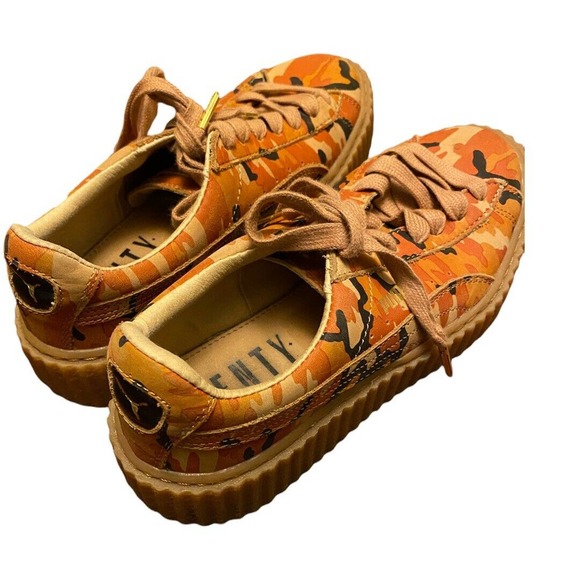 Puma Fenty Rhianna Orange Camo Platform Creeper Shoes Women’s Sz 7 36234101 - Picture 4 of 9